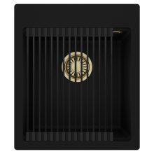 HD Infinity Black 43 egymedencés gránit mosogatótálca szett, matt fekete csepegtetőráccsal, matt fekete színben, szálcsiszolt arany leeresztő szifonnal