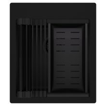 HD Infinity Black 43 egymedencés gránit mosogatótálca szett, matt fekete csepegtetőráccsal és kosárral, matt fekete színben, matt fekete leeresztő szifonnal