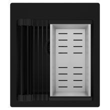 HD Infinity Black 43 egymedencés gránit mosogatótálca szett, matt fekete csepegtetőráccsal és krómozott kosárral, matt fekete színben, matt fekete leeresztő szifonnal