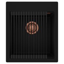 HD Infinity Black 43 egymedencés gránit mosogatótálca szett, matt fekete csepegtetőráccsal, matt fekete színben, szálcsiszolt réz leeresztő szifonnal