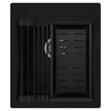 HD Infinity Black 43 egymedencés gránit mosogatótálca szett, matt fekete csepegtetőráccsal és kosárral, matt fekete színben