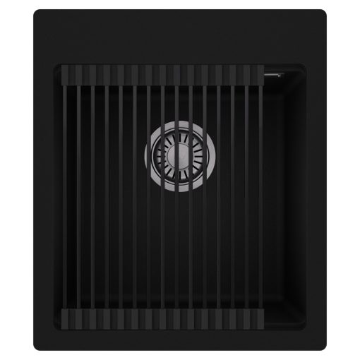 HD Infinity Black 43 egymedencés gránit mosogatótálca szett, matt fekete csepegtetőráccsal, matt fekete színben