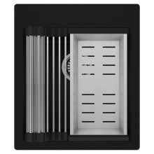 HD Infinity Black 43 egymedencés gránit mosogatótálca szett, acél csepegtetőráccsal és kosárral, matt fekete színben