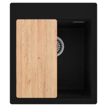 HD Infinity Black 43 egymedencés gránit mosogatótálca, vágódeszkával, matt fekete színben