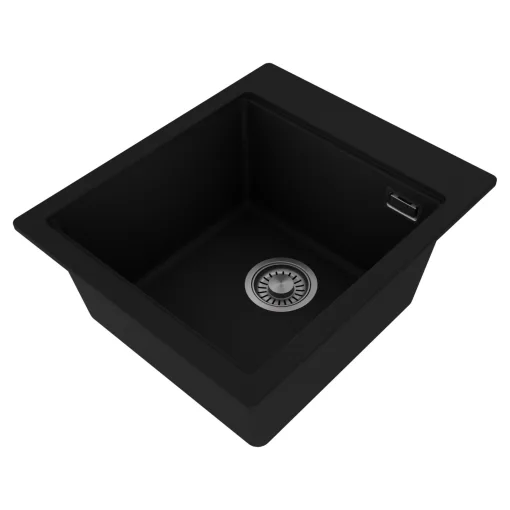 HD Infinity Black 43 egymedencés gránit mosogatótálca, vágódeszkával, matt fekete színben