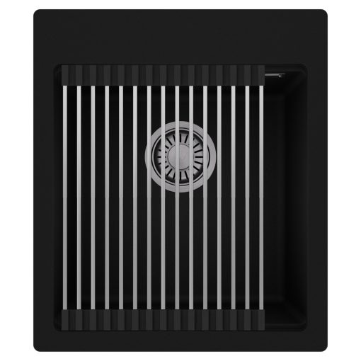 HD Infinity Black 43 egymedencés gránit mosogatótálca szett, acél csepegtetőráccsal, matt fekete színben