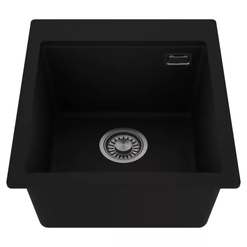 HD Infinity Black 43 egymedencés gránit mosogatótálca, matt fekete színben