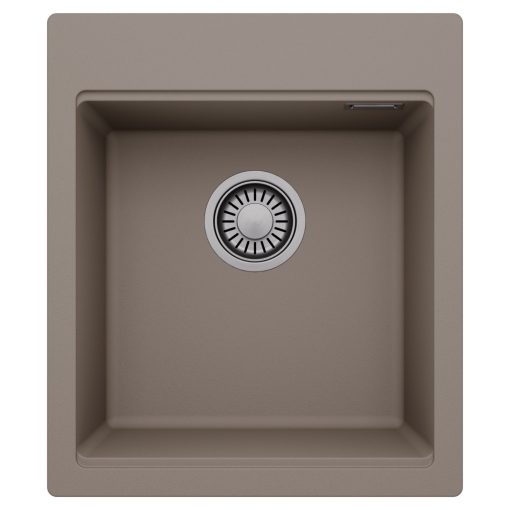 HD Infinity Tortora 43 egymedencés gránit mosogatótálca, tortora színben, szálcsiszolt króm leeresztő szifonnal
