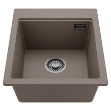 HD Infinity Tortora 43 egymedencés gránit mosogatótálca, tortora színben, szálcsiszolt króm leeresztő szifonnal