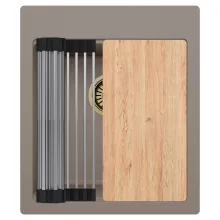 HD Infinity Tortora 43 egymedencés gránit mosogatótálca szett, vágódeszkával, acél csepegtetőráccsal, tortora színben, szálcsiszolt arany leeresztő szifonnal