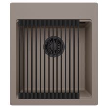 HD Infinity Tortora 43 egymedencés gránit mosogatótálca szett, matt fekete csepegtetőráccsal, tortora színben, matt fekete leeresztő szifonnal