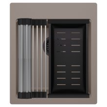 HD Infinity Tortora 43 egymedencés gránit mosogatótálca szett, acél csepegtetőráccsal és matt fekete kosárral, tortora színben, matt fekete leeresztő szifonnal