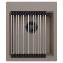 HD Infinity Tortora 43 egymedencés gránit mosogatótálca szett, acél csepegtetőráccsal, tortora színben, matt fekete leeresztő szifonnal