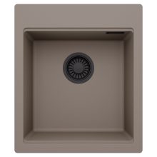 HD Infinity Tortora 43 egymedencés gránit mosogatótálca, tortora színben, matt fekete leeresztő szifonnal