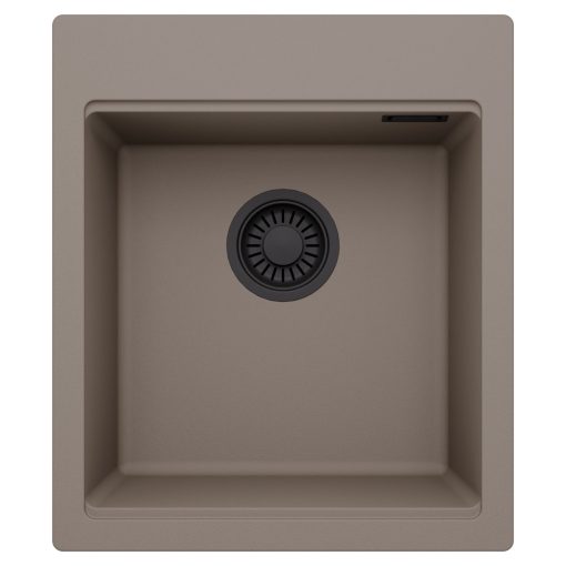 HD Infinity Tortora 43 egymedencés gránit mosogatótálca, tortora színben, matt fekete leeresztő szifonnal