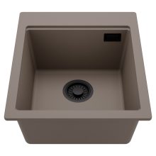 HD Infinity Tortora 43 egymedencés gránit mosogatótálca, tortora színben, matt fekete leeresztő szifonnal