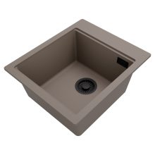 HD Infinity Tortora 43 egymedencés gránit mosogatótálca, tortora színben, matt fekete leeresztő szifonnal