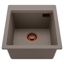 HD Infinity Tortora 43 egymedencés gránit mosogatótálca, tortora színben, szálcsiszolt réz leeresztő szifonnal