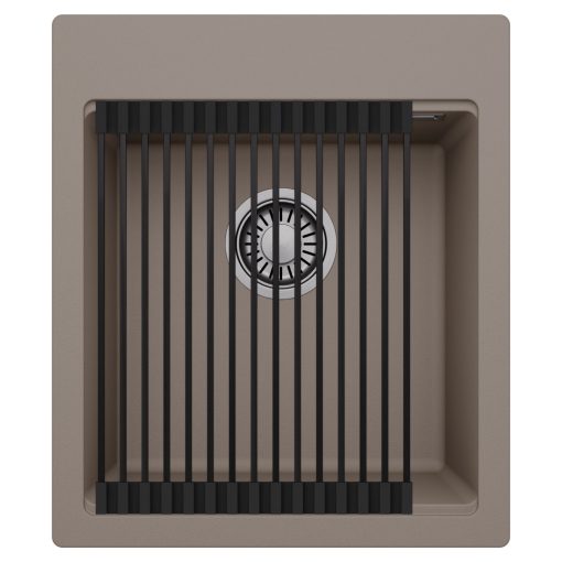 HD Infinity Tortora 43 egymedencés gránit mosogatótálca szett, matt fekete csepegtetőráccsal, tortora színben