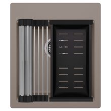 HD Infinity Tortora 43 egymedencés gránit mosogatótálca szett, acél csepegtetőráccsal és matt fekete kosárral, tortora színben