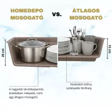 HD Infinity Tortora 43 egymedencés gránit mosogatótálca szett, vágódeszkával, acél csepegtetőráccsal és kosárral, tortora színben