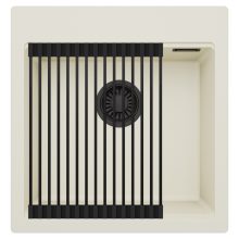 HD Infinity White 48 egymedencés gránit mosogatótálca szett, matt fekete csepegtetőráccsal, tört fehér színben, matt fekete leeresztő szifonnal