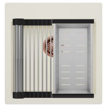 HD Infinity White 48 egymedencés gránit mosogatótálca szett, acél csepegtetőráccsal és kosárral, tört fehér színben, szálcsiszolt réz leeresztő szifonnal