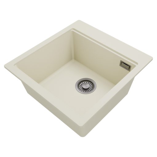 HD Infinity White 48 egymedencés gránit mosogatótálca, vágódeszkával, vágódeszkával, tört fehér színben