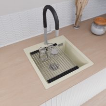 HD Infinity White 48 egymedencés gránit mosogatótálca szett, acél csepegtetőráccsal, tört fehér színben