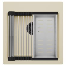 HD Infinity Beige 48 egymedencés gránit mosogatótálca szett, acél csepegtetőráccsal és kosárral, soft bézs színben, matt fekete leeresztő szifonnal