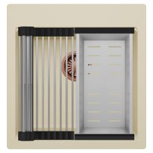 HD Infinity Beige 48 egymedencés gránit mosogatótálca szett, acél csepegtetőráccsal és kosárral, soft bézs színben, szálcsiszolt réz leeresztő szifonnal