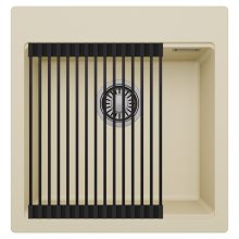 HD Infinity Beige 48 egymedencés gránit mosogatótálca szett, matt fekete csepegtetőráccsal, soft bézs színben