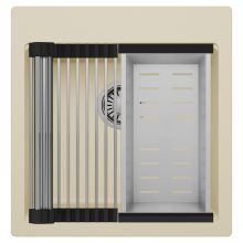 HD Infinity Beige 48 egymedencés gránit mosogatótálca szett, acél csepegtetőráccsal és kosárral, soft bézs színben