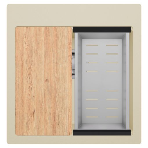 HD Infinity Beige 48 egymedencés gránit mosogatótálca szett, vágódeszkával, acél csepegtetőkosárral, soft bézs színben