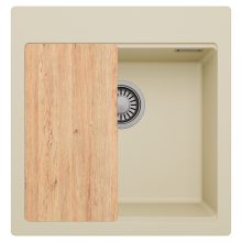 HD Infinity Beige 48 egymedencés gránit mosogatótálca, vágódeszkával, soft bézs színben