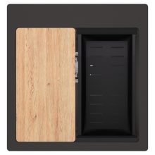 HD Infinity Antracit 48 egymedencés gránit mosogatótálca szett, vágódeszkával, matt fekete csepegtetőkosárral, matt antracit színben, szálcsiszolt króm leeresztő szifonnal