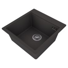 HD Infinity Antracit 48 egymedencés gránit mosogatótálca, vágódeszkával, matt antracit színben, szálcsiszolt króm leeresztő szifonnal