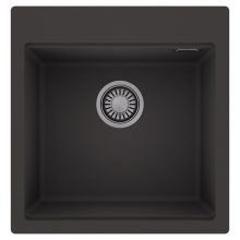 HD Infinity Antracit 48 egymedencés gránit mosogatótálca, matt antracit színben, szálcsiszolt króm leeresztő szifonnal