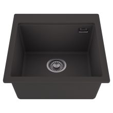 HD Infinity Antracit 48 egymedencés gránit mosogatótálca, matt antracit színben, szálcsiszolt króm leeresztő szifonnal