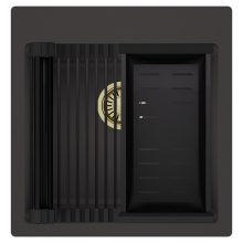 HD Infinity Antracit 48 egymedencés gránit mosogatótálca szett, matt fekete csepegtetőráccsal és kosárral, matt antracit színben, szálcsiszolt arany leeresztő szifonnal