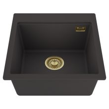 HD Infinity Antracit 48 egymedencés gránit mosogatótálca, matt antracit színben, szálcsiszolt arany leeresztő szifonnal