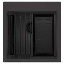 HD Infinity Antracit 48 egymedencés gránit mosogatótálca szett, matt fekete csepegtetőráccsal és kosárral, matt antracit színben, matt fekete leeresztő szifonnal