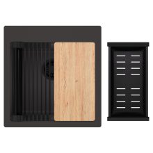 HD Infinity Antracit 48 egymedencés gránit mosogatótálca szett, vágódeszkával, matt fekete csepegtetőráccsal és kosárral, matt antracit színben, matt fekete leeresztő szifonnal