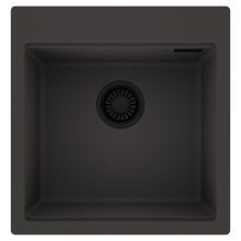 HD Infinity Antracit 48 egymedencés gránit mosogatótálca, matt antracit színben, matt fekete leeresztő szifonnal