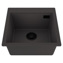 HD Infinity Antracit 48 egymedencés gránit mosogatótálca, matt antracit színben, matt fekete leeresztő szifonnal