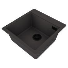 HD Infinity Antracit 48 egymedencés gránit mosogatótálca, matt antracit színben, matt fekete leeresztő szifonnal