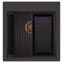 HD Infinity Antracit 48 egymedencés gránit mosogatótálca szett, matt fekete csepegtetőráccsal és kosárral, matt antracit színben, szálcsiszolt réz leeresztő szifonnal