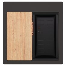 HD Infinity Antracit 48 egymedencés gránit mosogatótálca szett, vágódeszkával, matt fekete csepegtetőkosárral, matt antracit színben, szálcsiszolt réz leeresztő szifonnal