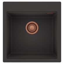 HD Infinity Antracit 48 egymedencés gránit mosogatótálca, matt antracit színben, szálcsiszolt réz leeresztő szifonnal