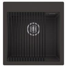 HD Infinity Antracit 48 egymedencés gránit mosogatótálca szett, matt fekete csepegtetőráccsal, matt antracit színben